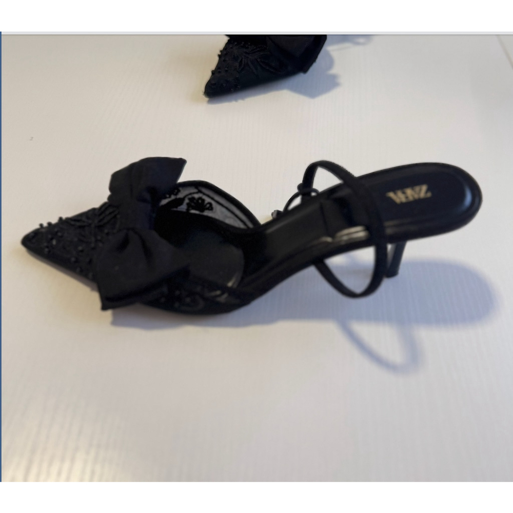 Mesh Bow Slingback Heels Size 41 EU 10 US - Picture 7 of 9